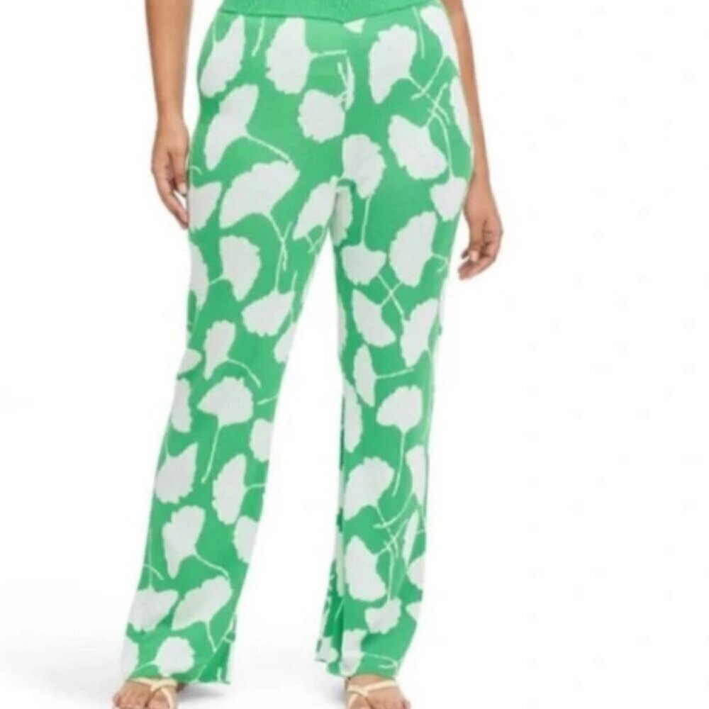DVF for Target Women's High Waisted Ginkgo Green Sweaterknit Flare Pants XXL NWT - Picture 2 of 6